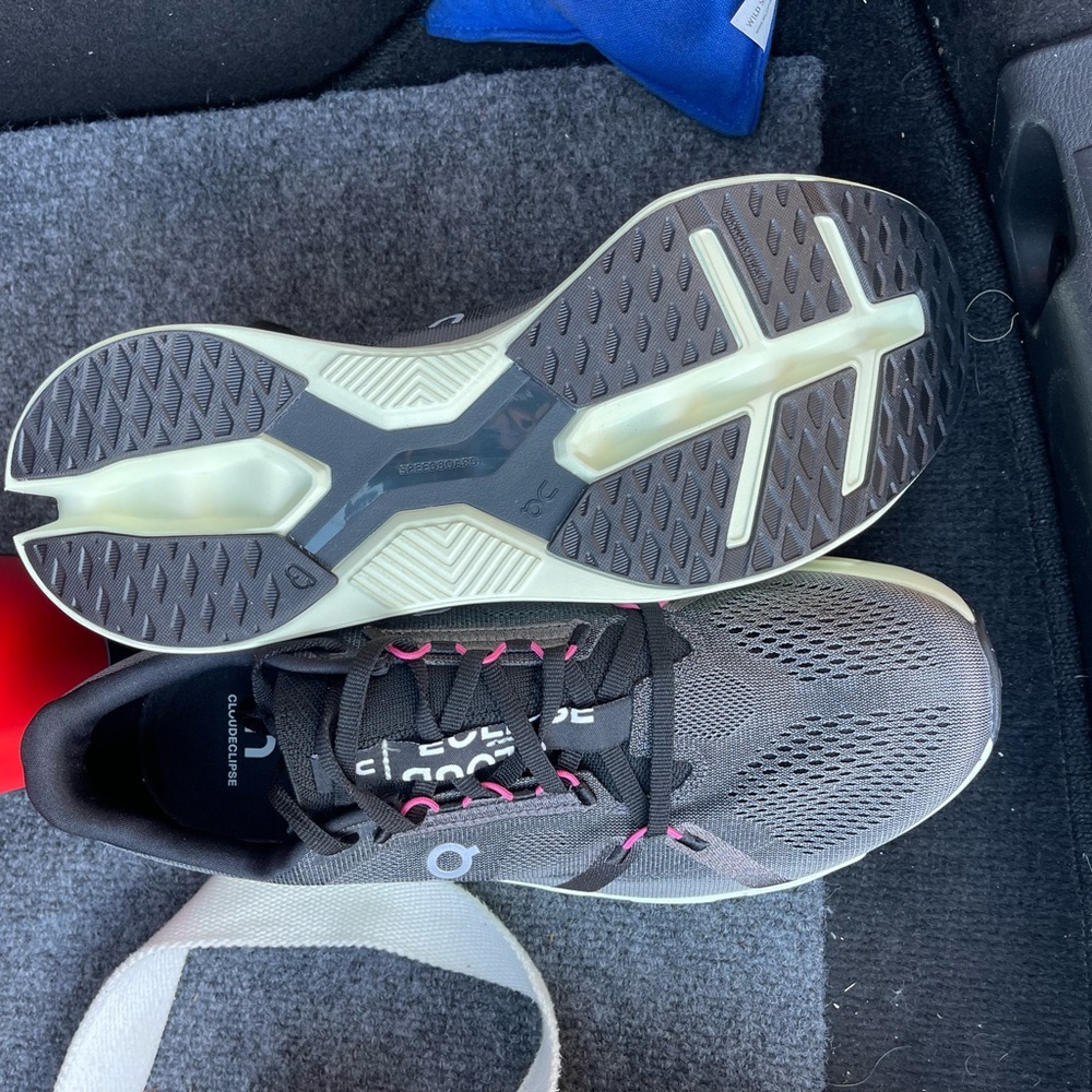On Running Black and Pink Athletic Shoes